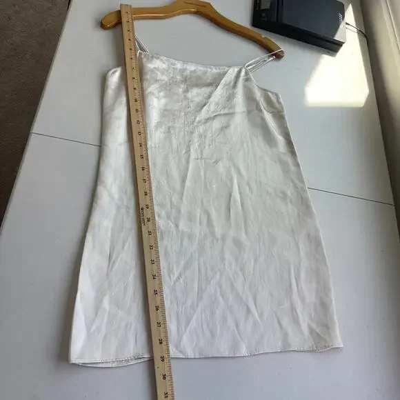 Aritzia Babaton Satin Slip Dress Size XXS Champagne Ivory Beige Mini Strappy - Picture 7 of 10